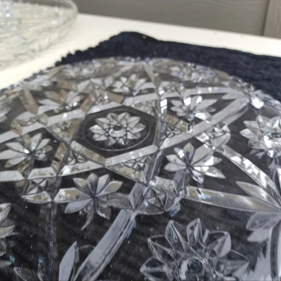 Vintage Anchor Hocking Star Of David Prescut Glass Plate 13.5" - Picture 8 of 15